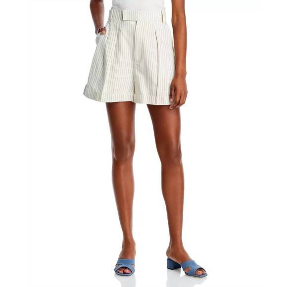 NEW FRAME pleated wide cuff short in cream - Picture 1 of 2